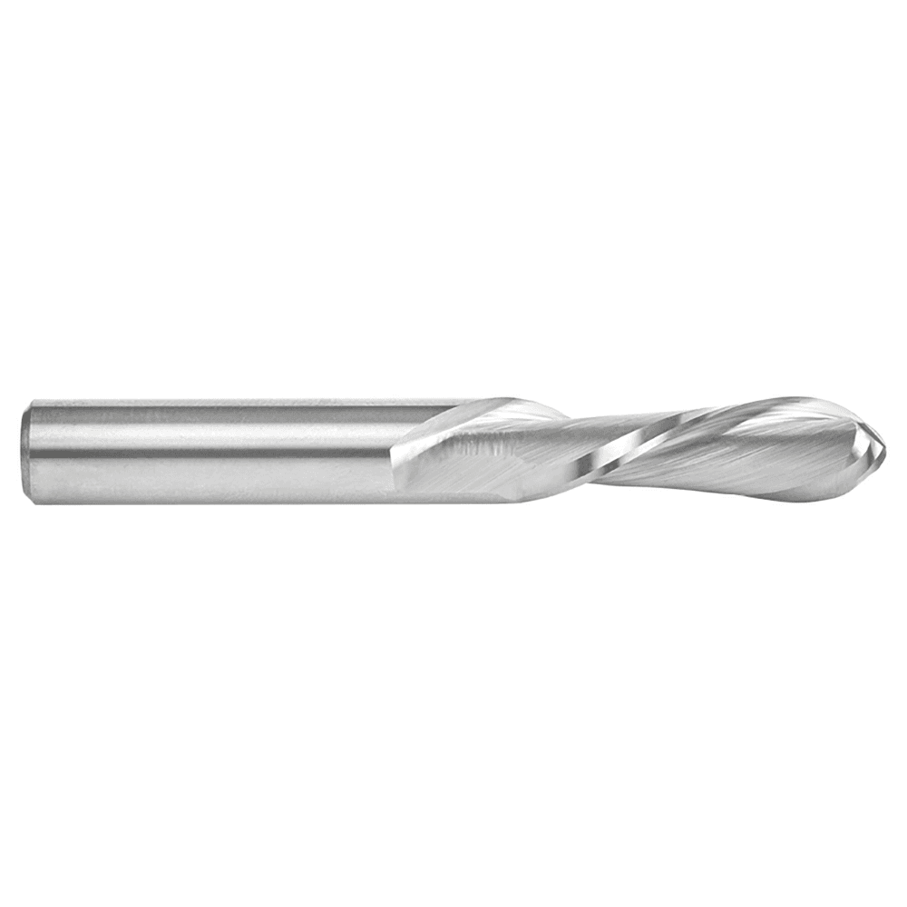 3/8" x 3" Down-Cut Ball Nose Spiral Router Bit, 2-Flute, 3/8" Shank - Alt Image 1
