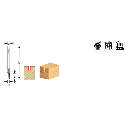 3/32" x 1-1/2" High Production Straight Plunge Router Bit, 2-Flute, 1/8" Shank - Alt Image 3