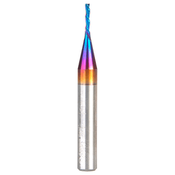1/16" x 2" CNC 2D/3D Carving 0.10° Flat Bottom Down-Cut Spektra Extreme Tool Life Coated Spiral Router Bit, 3-Flute, 1/4" Shank Main - Image