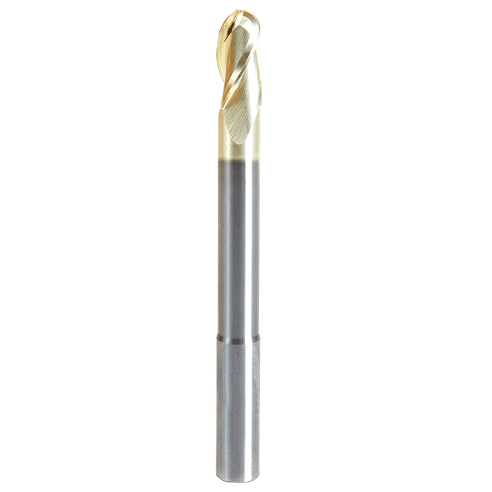 3/8" x 4" 2D/3D Carving Ball Nose ZrN Coated Router Bit, 3-Flute, 3/8" Shank - Main Image