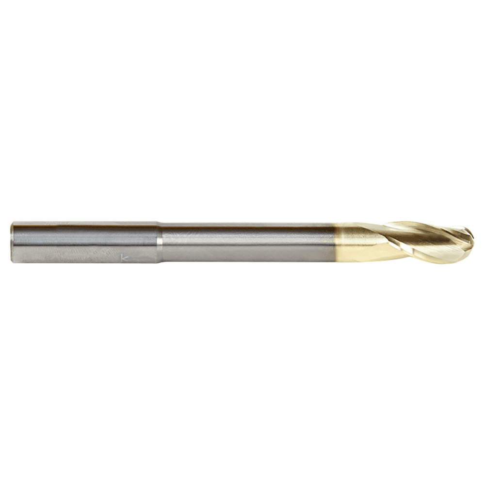 3/8" x 4" 2D/3D Carving Ball Nose ZrN Coated Router Bit, 3-Flute, 3/8" Shank - Alt Image 1