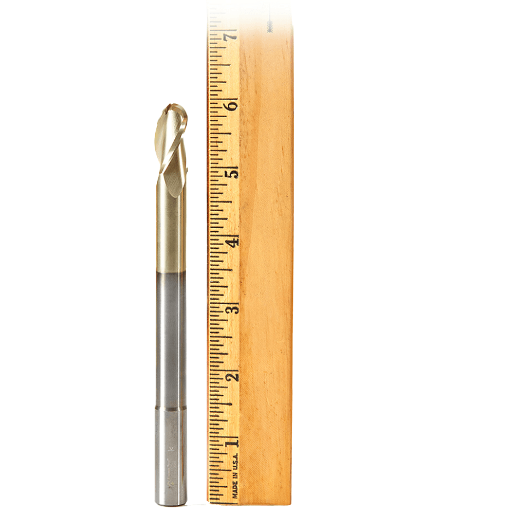 1/2" Dia x 1/4" Radius Extra Long CNC 2D/3D Carving Ball Nose 0.10° Straight Angle Solid Carbide Router Bit, 3-Flute, 1/2" Shank Alt 3 - Image