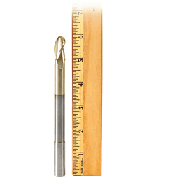 1/2" Dia x 1/4" Radius Extra Long CNC 2D/3D Carving Ball Nose 0.10° Straight Angle Solid Carbide Router Bit, 3-Flute, 1/2" Shank Alt 3 - Image