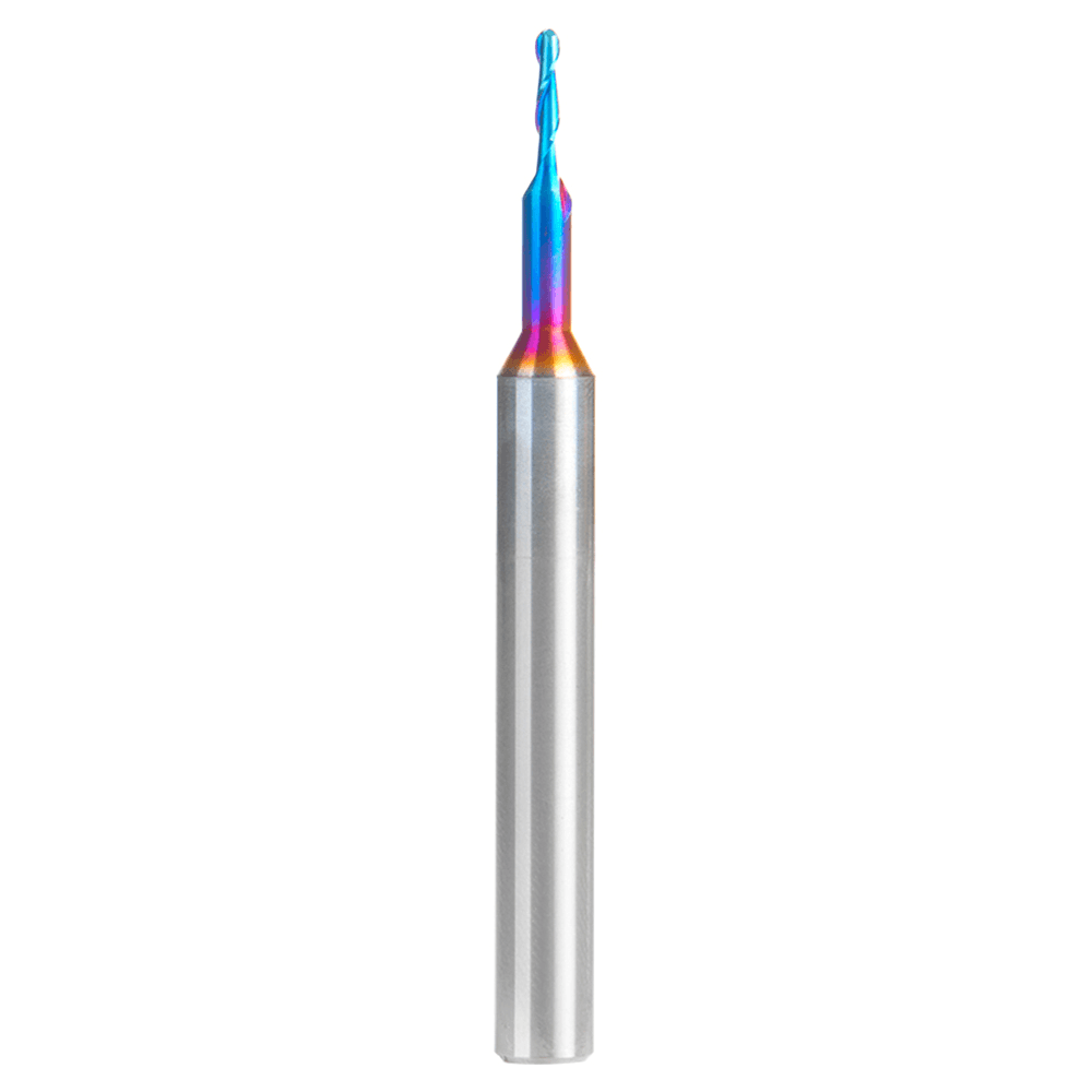1/16" Dia x 1/4" Reduced Shank Solid Carbide Spektra Extreme Tool Life Coated Up-Cut Ball Nose Spiral Router Bit, 1/4" Shank Main - Image