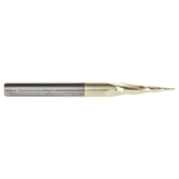 1/32" x 3" 2D/3D Carving Flat Bottom ZrN Coated Router Bit, 3-Flute, 1/4" Shank - Alt Image 1