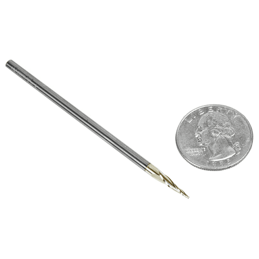 1/32" x 3" 2D/3D Carving Flat Bottom ZrN Coated Router Bit, 3-Flute, 1/8" Shank - Alt Image 3