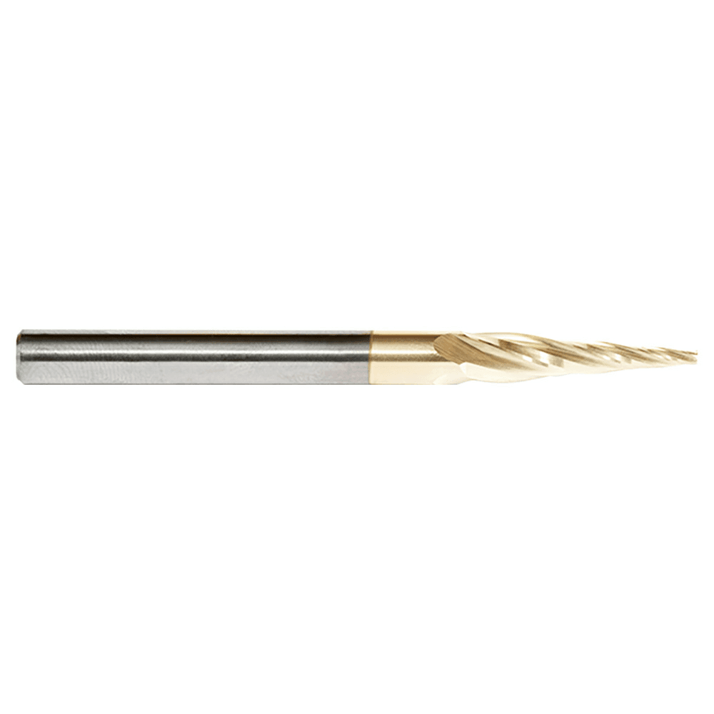 1/16" x 3" 2D/3D Carving Flat Bottom ZrN Coated Router Bit, 4-Flute, 1/4" Shank - Alt Image 1