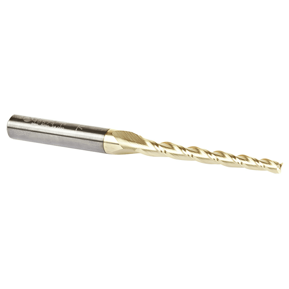 1/8" x 3" 2D/3D Carving Flat Bottom ZrN Coated Router Bit, 3-Flute, 1/4" Shank, 1&#730; Degree - Alt Image 2