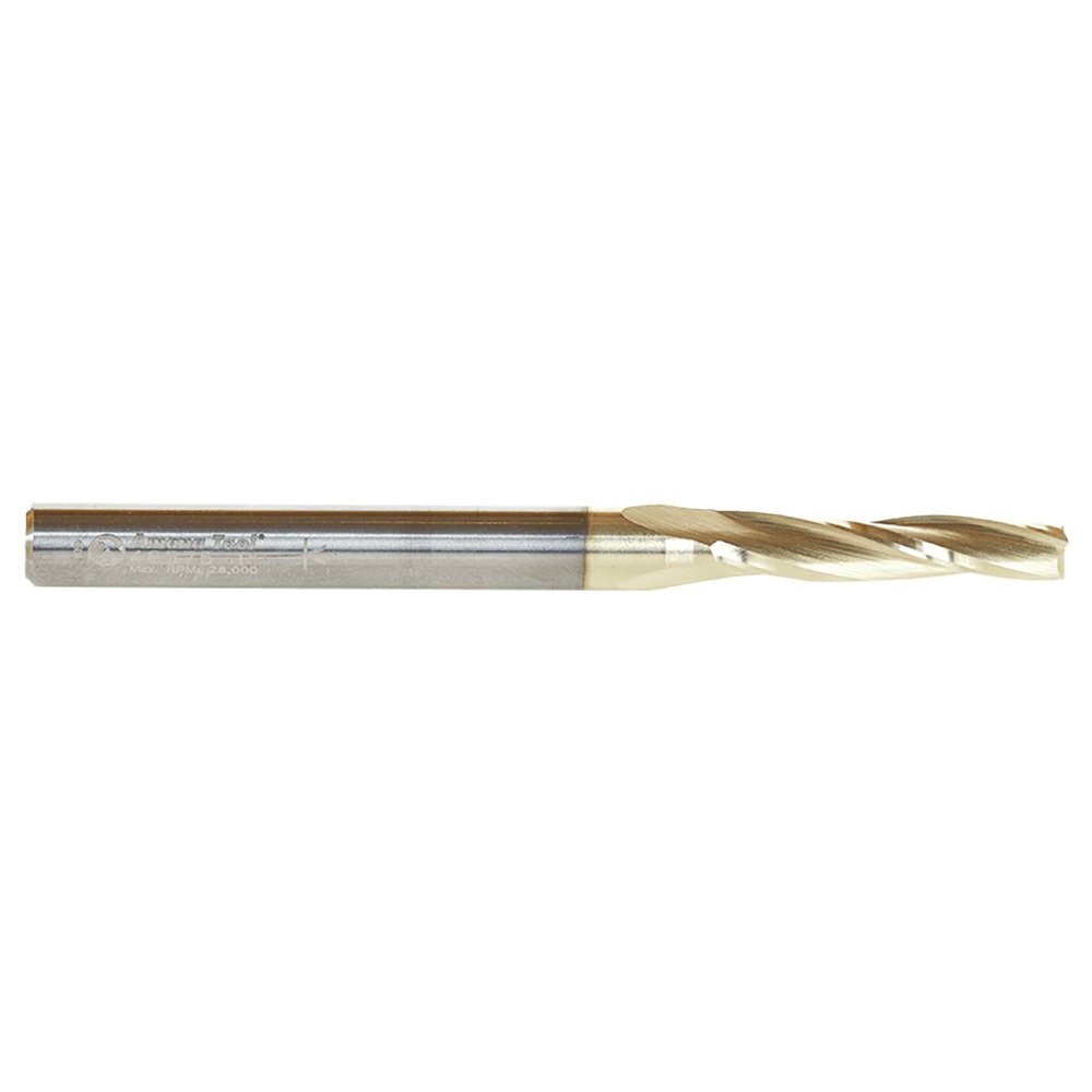 3/16" x 3" 2D/3D Carving Flat Bottom ZrN Coated CNC Router Bit, 3-Flute, 1/4" Shank - Alt Image 1