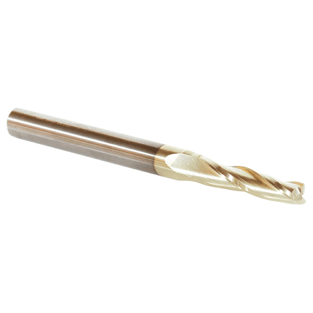 3/16" x 3" 2D/3D Carving Flat Bottom ZrN Coated CNC Router Bit, 3-Flute, 1/4" Shank - Alt Image 2