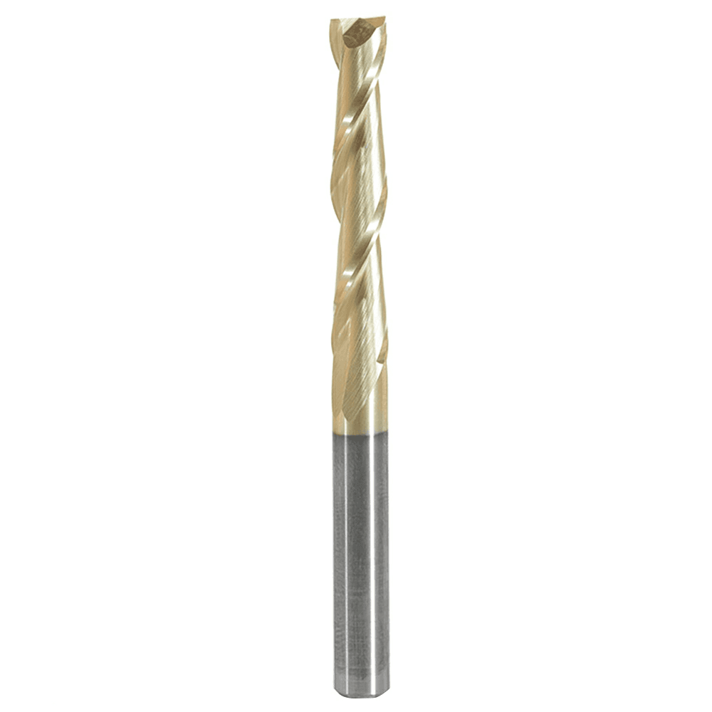 1/4" x 3" 2D/3D Carving Flat Bottom ZrN Coated Router Bit, 2-Flute, 1/4" Shank - Main Image