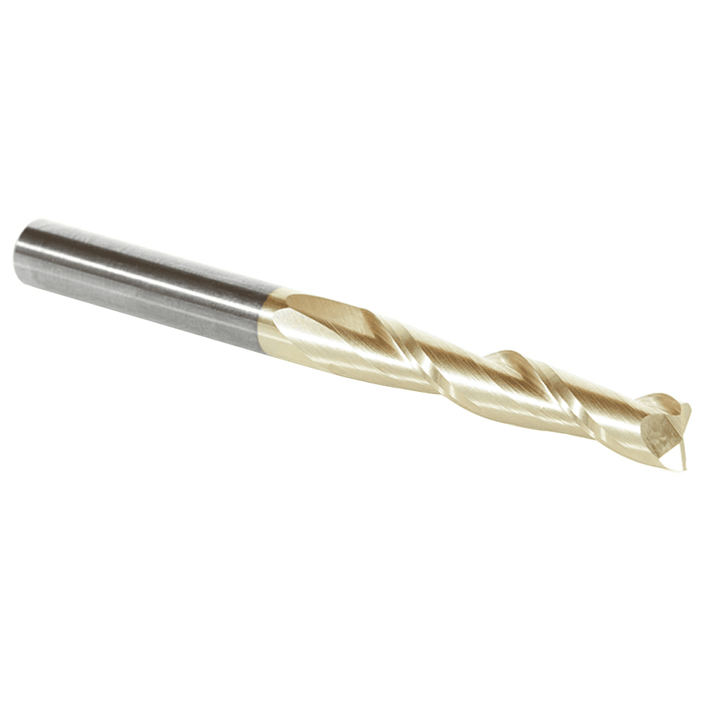 1/4" x 3" 2D/3D Carving Flat Bottom ZrN Coated Router Bit, 2-Flute, 1/4" Shank - Alt Image 2