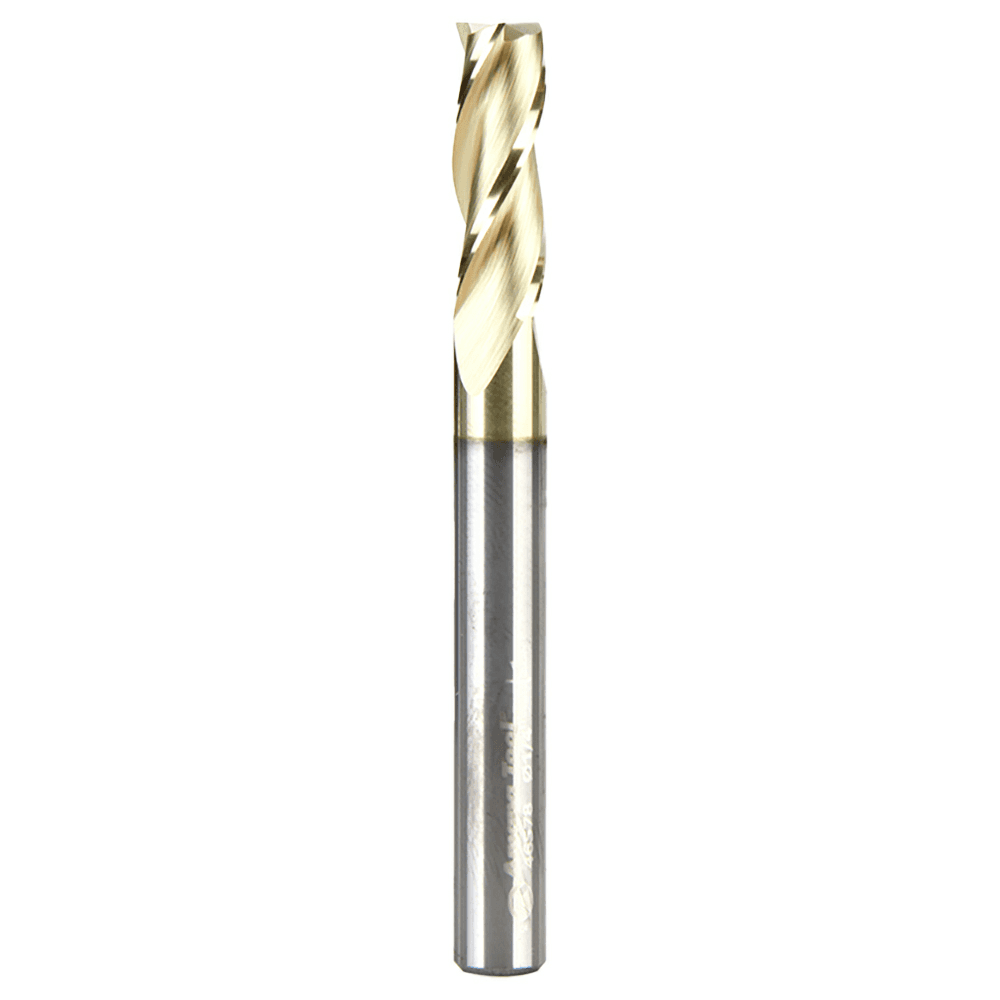 1/4" x 2-1/2" 2D/3D Carving Flat Bottom ZrN Coated Router Bit, 3-Flute, 1/4" Shank - Main Image
