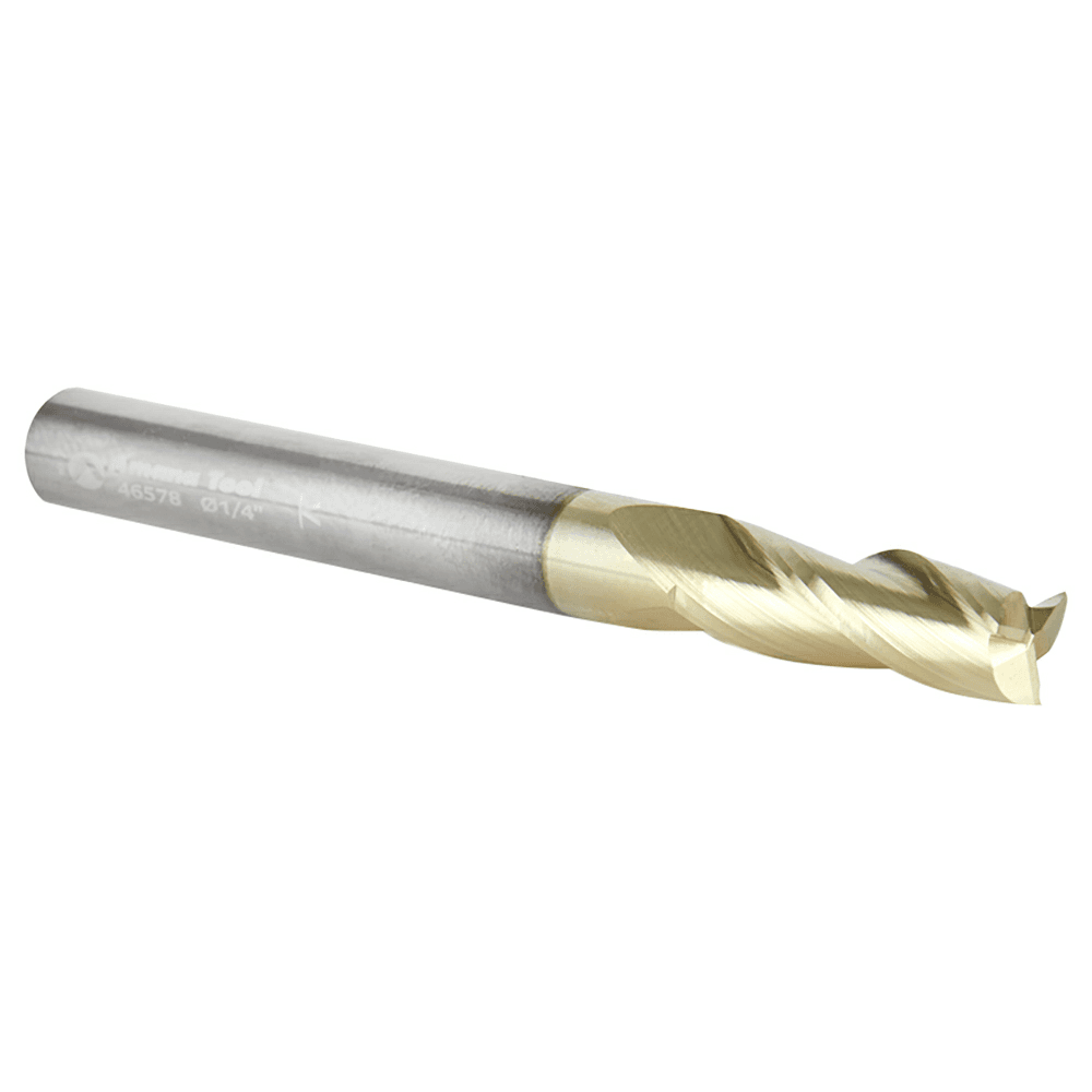 1/4" x 2-1/2" 2D/3D Carving Flat Bottom ZrN Coated Router Bit, 3-Flute, 1/4" Shank - Alt Image 2