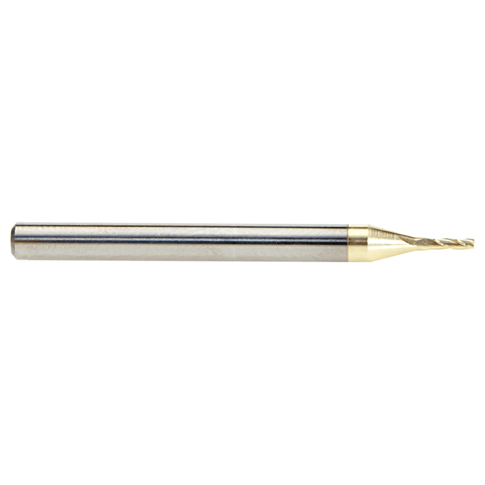 1mm x 38.1mm 2D/3D Carving Flat Bottom ZrN Coated Router Bit, 3-Flute, 3.175mm Shank - Alt Image 1