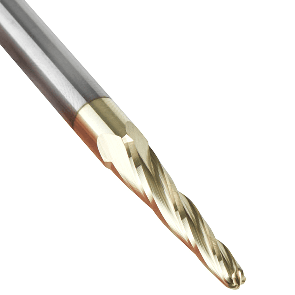 1/8" x 3" 2D/3D Carving Tapered Ball Tip ZrN Coated Up-Cut Spiral Router Bit, 4-Flute, 1/4" Shank - Alt Image 4