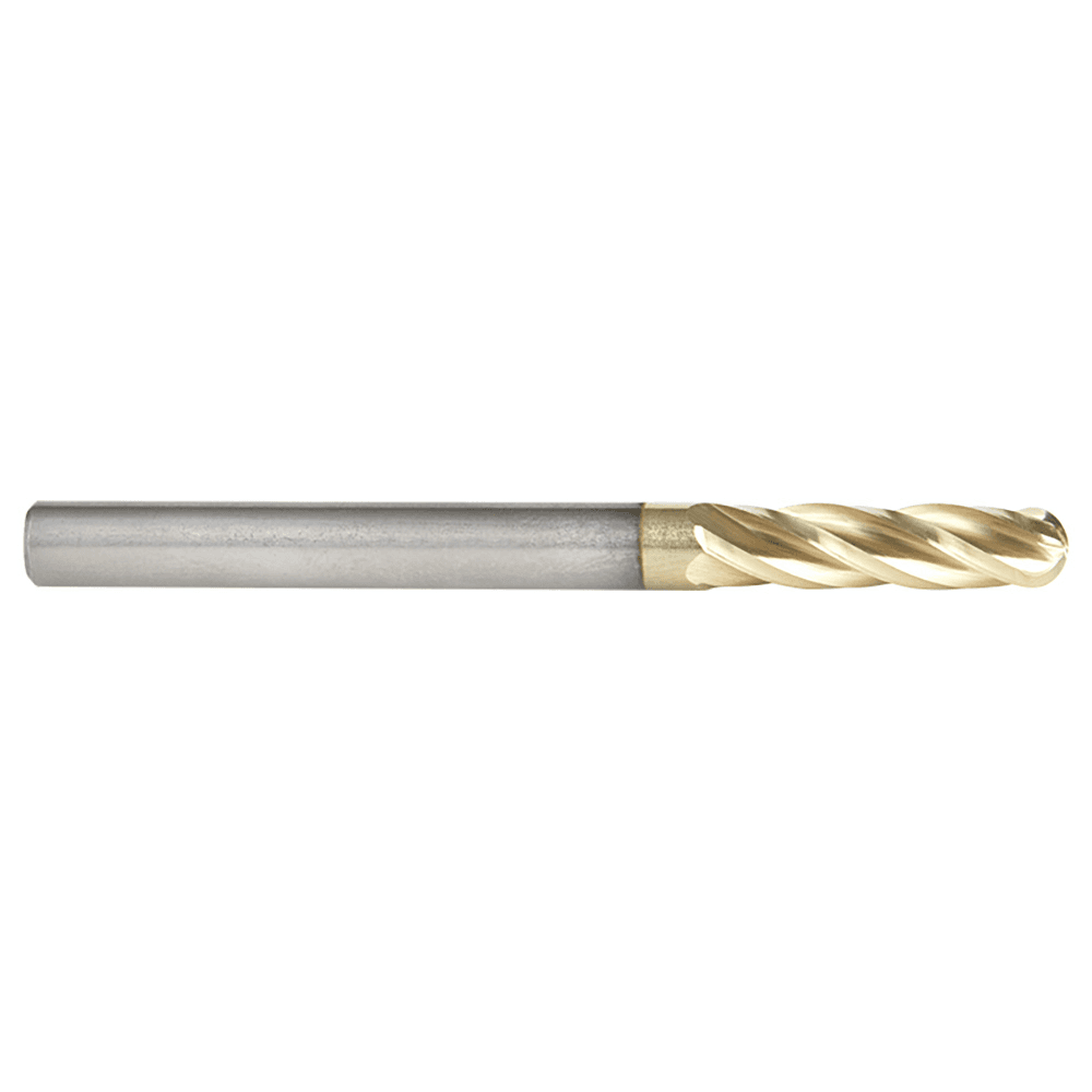 1/4" x 3" 2D/3D Carving Ball Tip ZrN Coated Router Bit, 4-Flute, 1/4" Shank - Alt Image 1