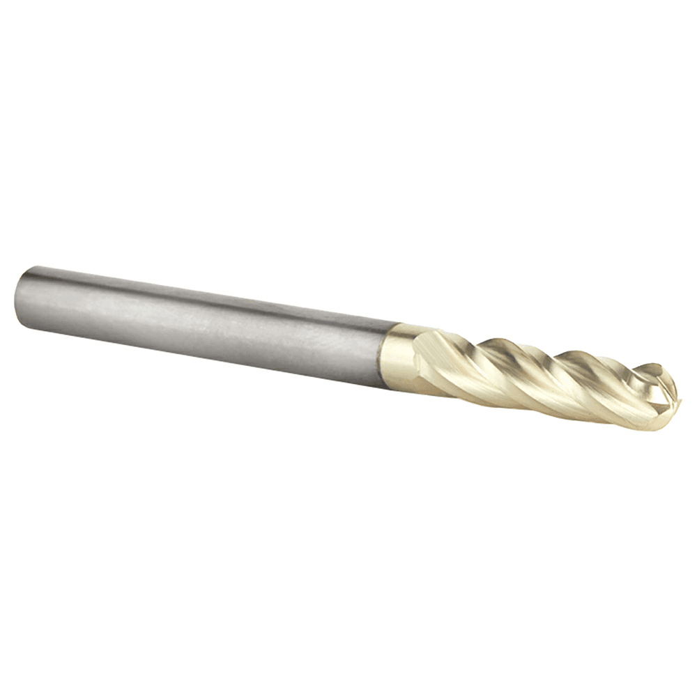 1/4" x 3" 2D/3D Carving Ball Tip ZrN Coated Router Bit, 4-Flute, 1/4" Shank - Alt Image 2