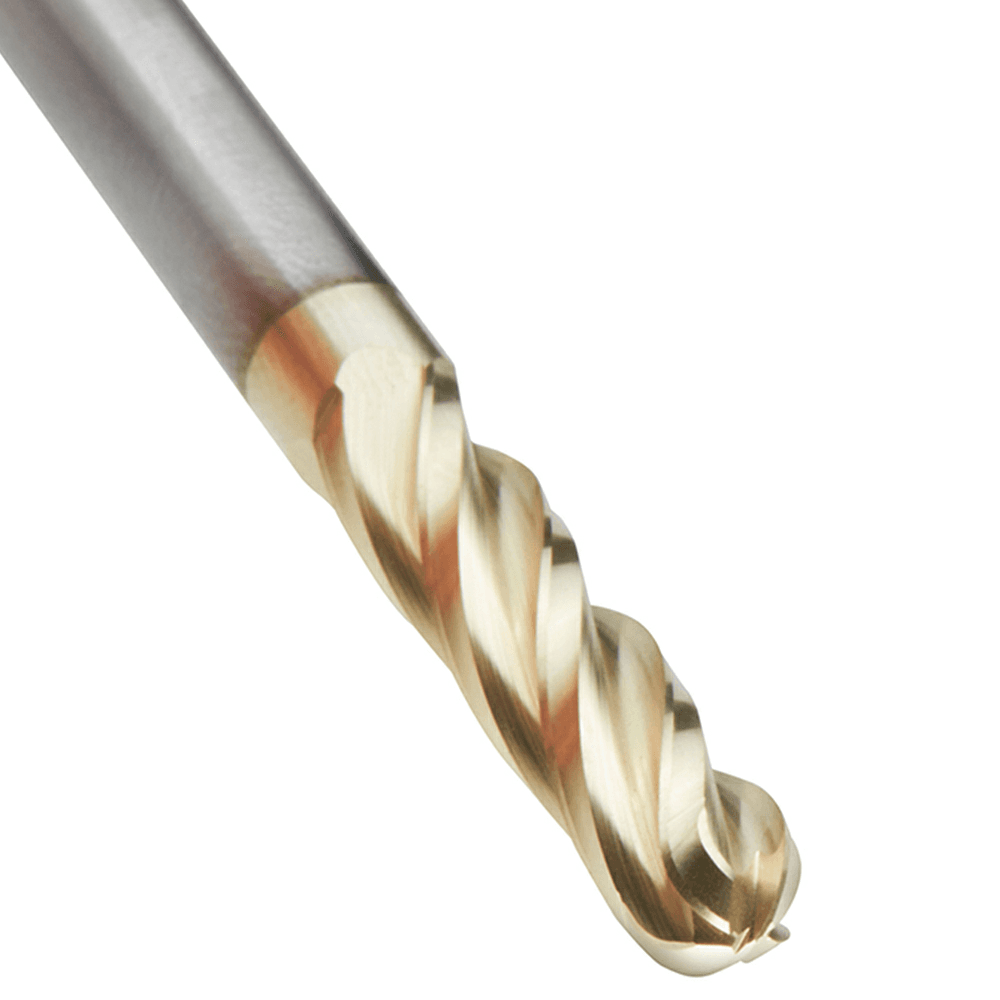 1/4" x 3" 2D/3D Carving Ball Tip ZrN Coated Router Bit, 4-Flute, 1/4" Shank - Alt Image 4
