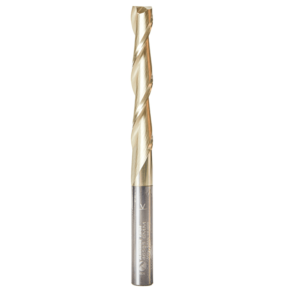 6mm x 75mm 2D/3D Carving Flat Bottom ZrN Coated Router Bit, 2-Flute, 6mm Shank - Main Image