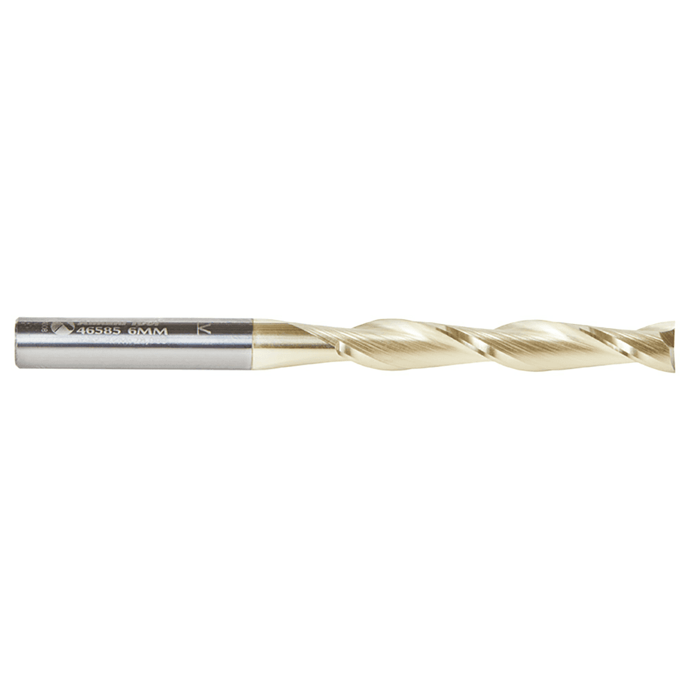 6mm x 75mm 2D/3D Carving Flat Bottom ZrN Coated Router Bit, 2-Flute, 6mm Shank - Alt Image 1