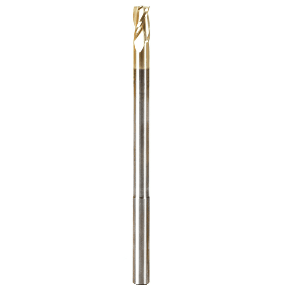 1/4" x 4" 2D/3D Carving Flat Bottom ZrN Coated Router Bit, 3-Flute, 1/4" Shank - Main Image