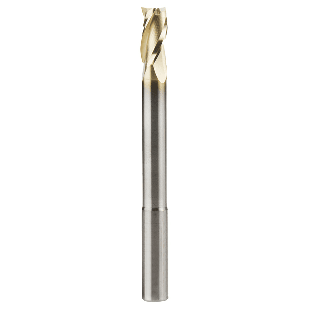 3/8" x 4" 2D/3D Carving Flat Bottom ZrN Coated Router Bit, 3-Flute, 3/8" Shank - Main Image