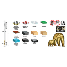 1/2" Dia x 1-1/4" Extra Long CNC 2D/3D Carving Flat Bottom 0.10° Angle Solid Carbide Router Bit, 3 Flute, 1/2" Shank Alt 4 - Image