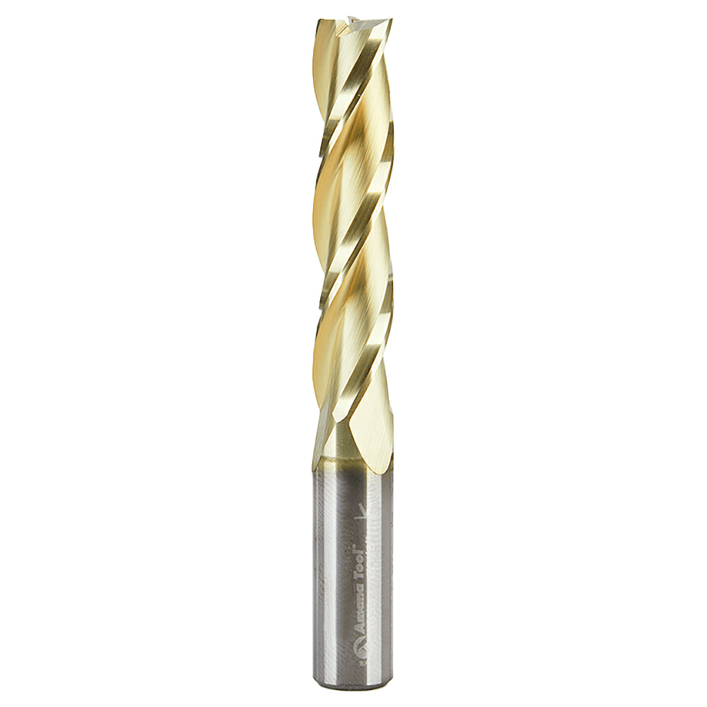 3/8" x 3" 2D/3D Carving Flat Bottom ZrN Coated Router Bit, 3-Flute, 3/8" Shank - Main Image