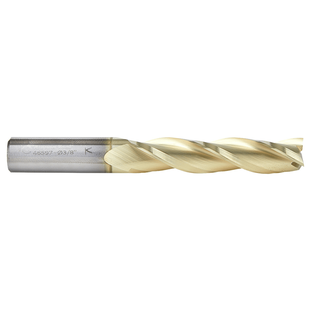 3/8" x 3" 2D/3D Carving Flat Bottom ZrN Coated Router Bit, 3-Flute, 3/8" Shank - Alt Image 1