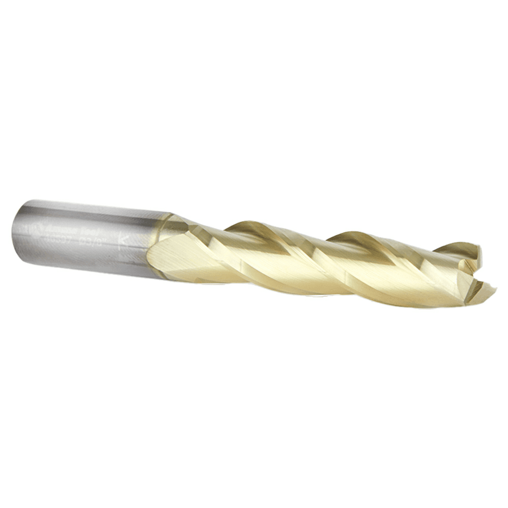 3/8" x 3" 2D/3D Carving Flat Bottom ZrN Coated Router Bit, 3-Flute, 3/8" Shank - Alt Image 2