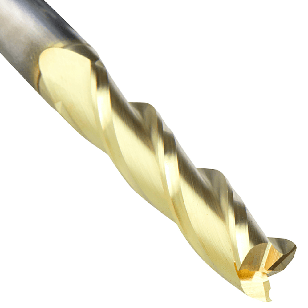 3/8" x 3" 2D/3D Carving Flat Bottom ZrN Coated Router Bit, 3-Flute, 3/8" Shank - Alt Image 3