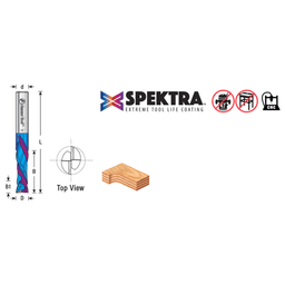 3/8" Dia x 1-1/4" CNC Solid Carbide Spektra Extreme Tool Life Coated Compression Spiral Bit, 2 Flute, 3/8" Shank Alt 1 - Image