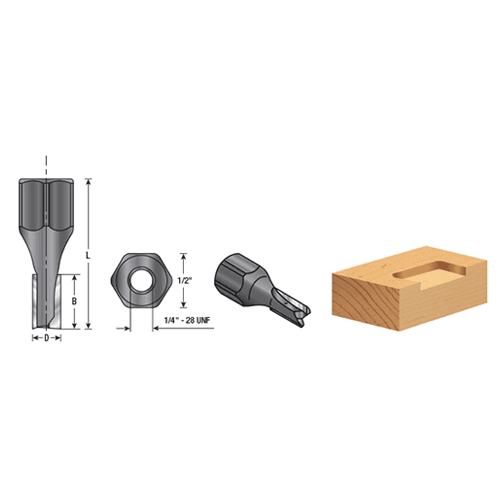 Dynabit™ 1/2" x 2-5/8" Down-Shear Laminate Flush Trim Bit, 2-Flute, 1/4" Shank - Alt Image 3