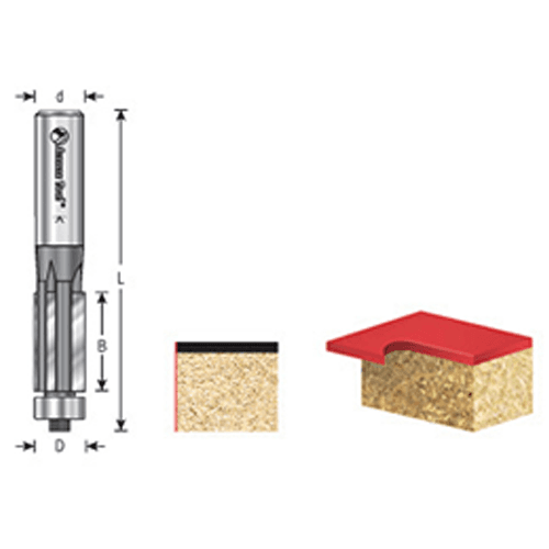 1/2" x 2-5/8" Flush Trim Bit, 3-Flute, 1/4" Shank - Alt Image 3