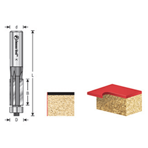 1/2" x 2" Flush Trim Bit, 3-Flute, 1/4" Shank - Alt Image 3