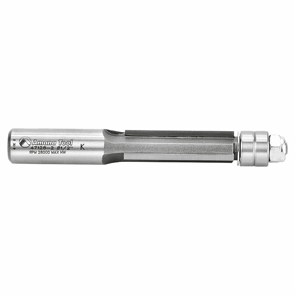 1/2" x 4-1/16" Extra-Long Flush Trim Bit with Double Ball Bearing, 3-Flute, 1/2" Shank - Alt Image 1
