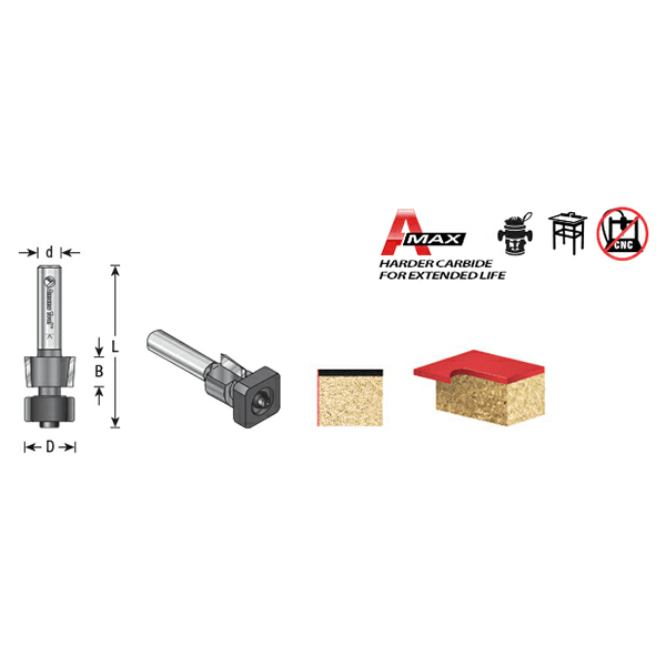 1/2" Dia x 1/2" Carbide Tipped Laminate Trimmer Router Bit with Euro Square Bearing, 2-Flute, 1/4" Shank Alt 6 - Image