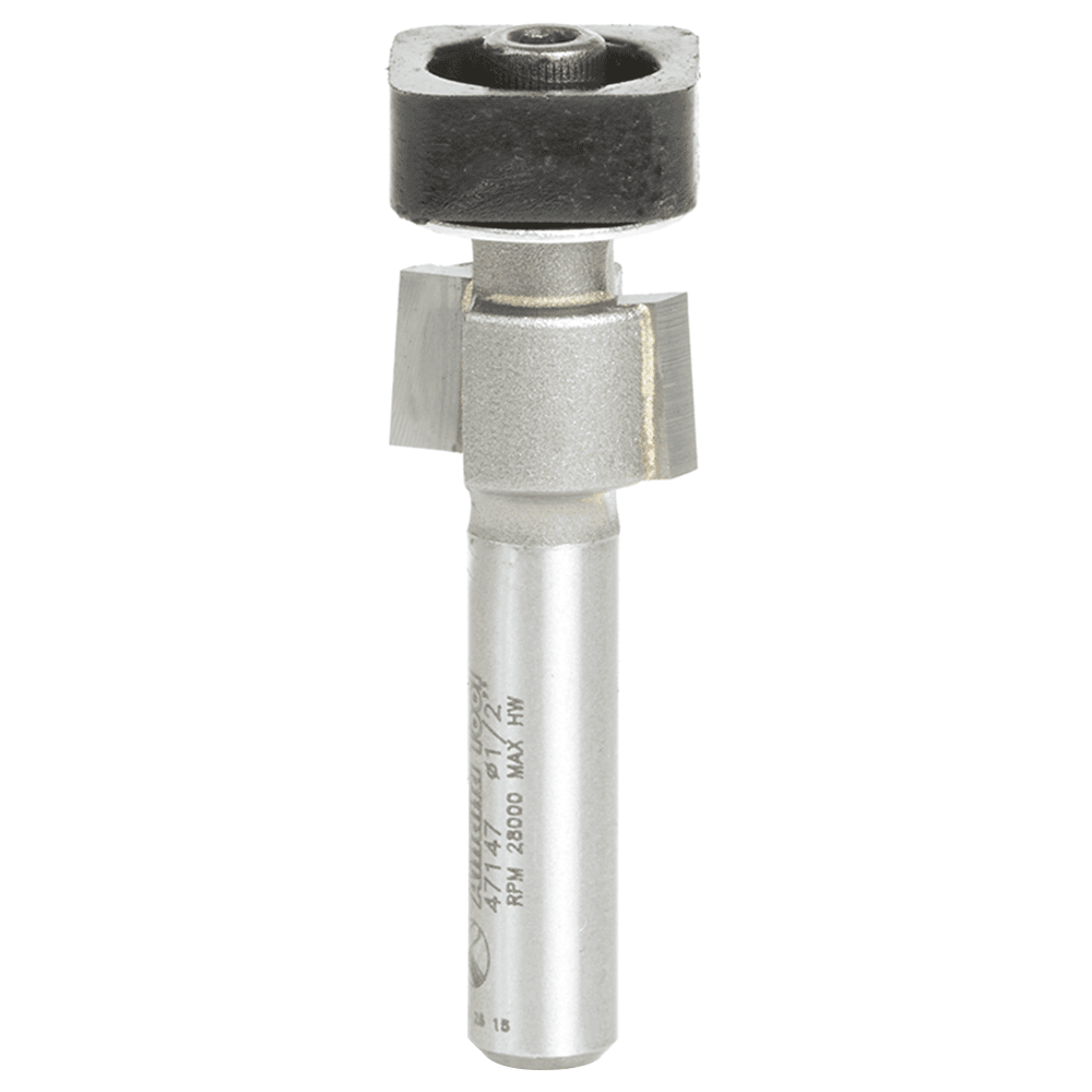 1/2" x 1-3/4" Laminate Trimmer Router Bit with Euro Square Bearing, 2-Flute, 1/4" Shank - Main Image