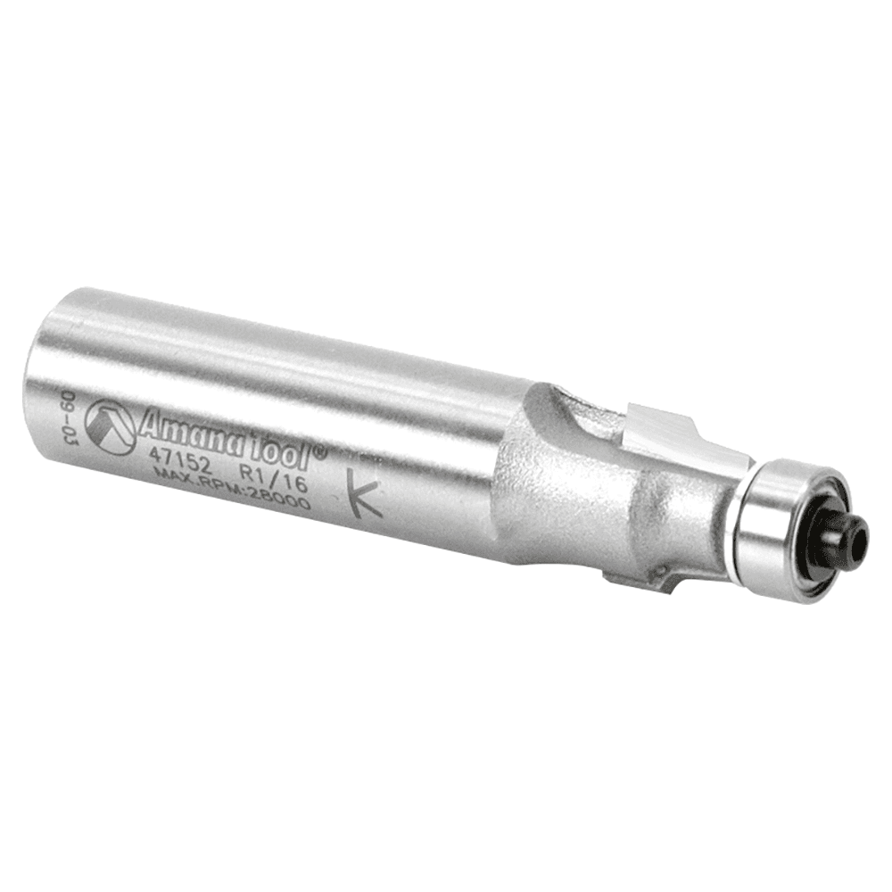 1/2" Dia x 3/8" Carbide Tipped No-File Trim .059 Radius Bevel Trim Bit, s, 1/2" Shank Alt 3 - Image