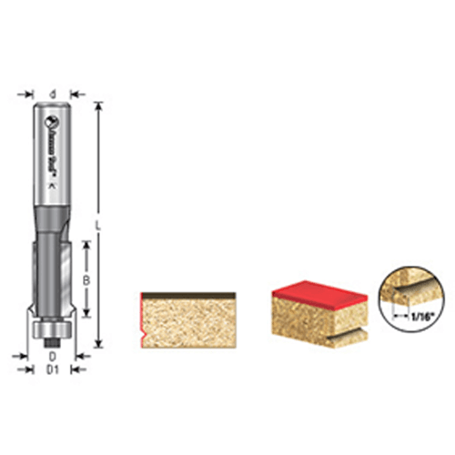 5/8" x 3-1/4" Flush Trim V-Groove Bit, 2-Flute, 1/2" Shank - Alt Image 3