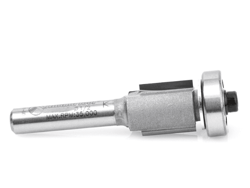 1/2" x 2" Overhang Trim Bit with Ball Bearing, 2-Flute, 1/4" Shank - Main Image