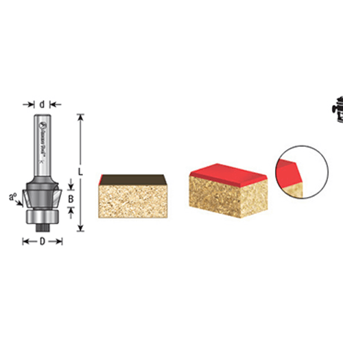 1-1/16" x 45&#730; Bevel Laminate Trim Bit, 2-Flute, 1/4" Shank - Alt Image 3