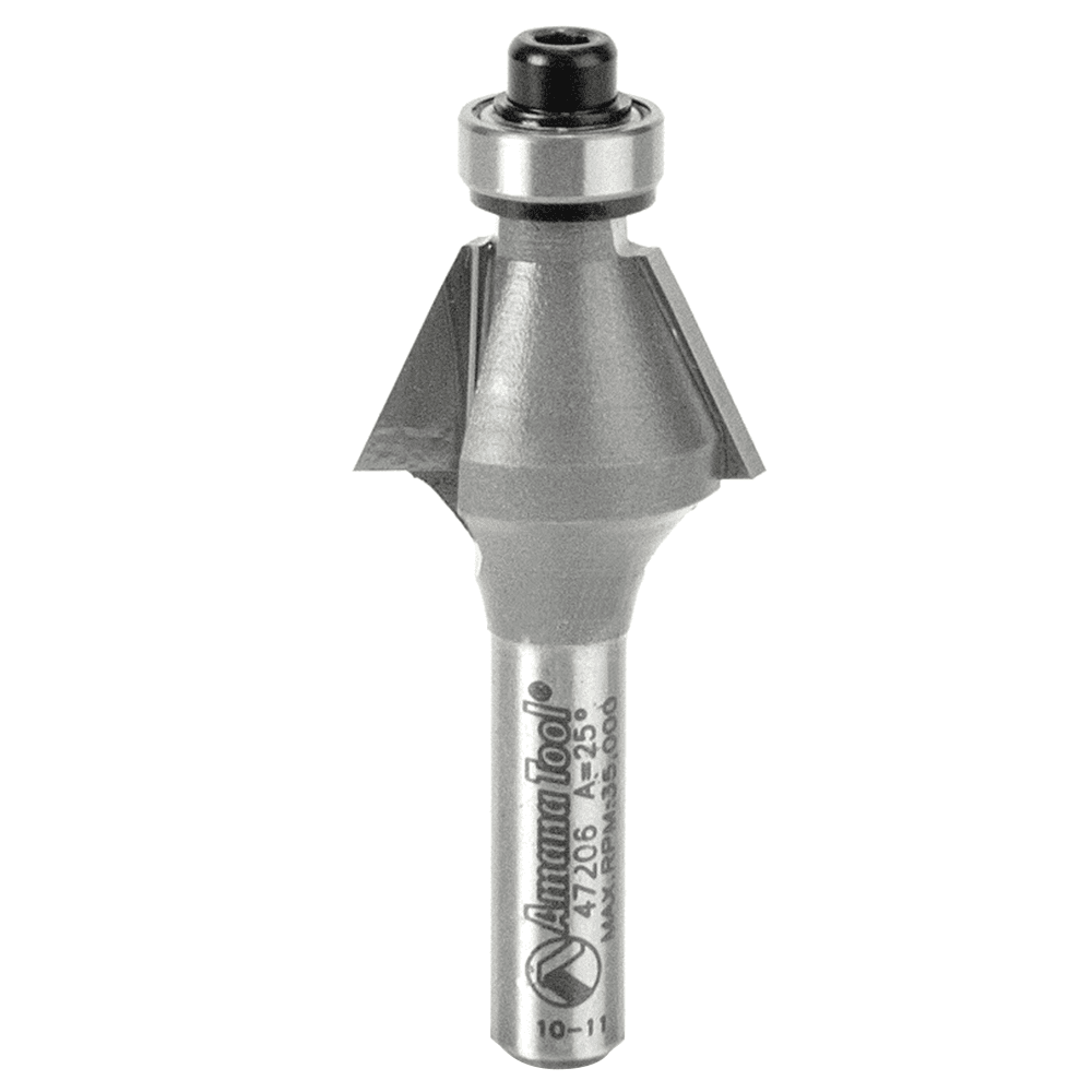 3/4" x 25&#730; Bevel Laminate Trim Bit with Ball Bearing, 2-Flute, 1/4" Shank - Main Image