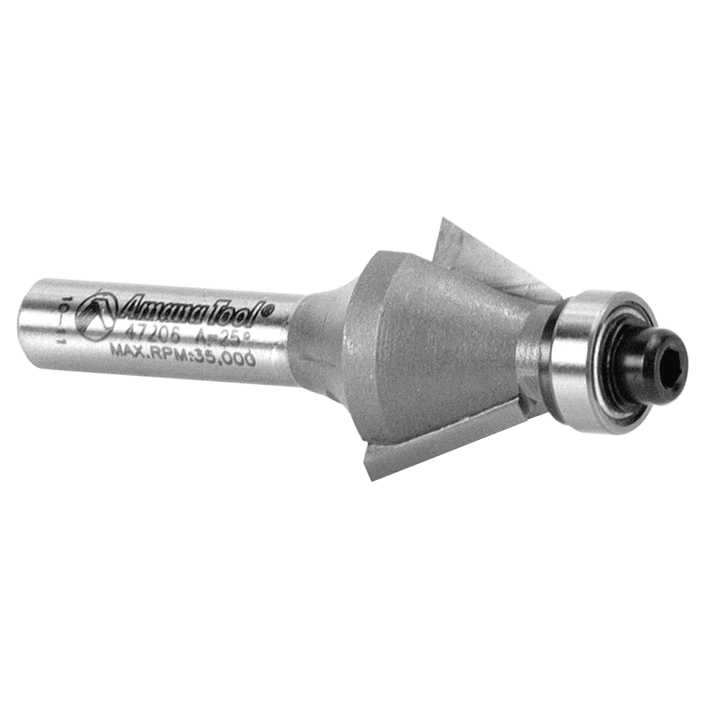 3/4" x 25&#730; Bevel Laminate Trim Bit with Ball Bearing, 2-Flute, 1/4" Shank - Alt Image 1