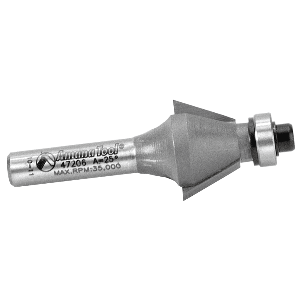 3/4" x 25&#730; Bevel Laminate Trim Bit with Ball Bearing, 2-Flute, 1/4" Shank - Alt Image 2