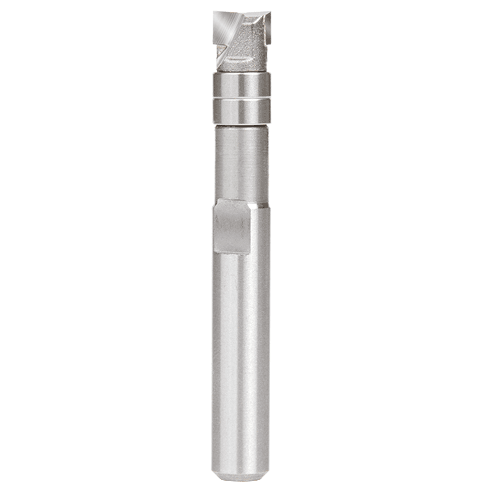 1/4" x 2" Miniature Flush Trim Plunge Template with Upper Ball Bearing, 2-Flute, 1/4" Shank - Main Image