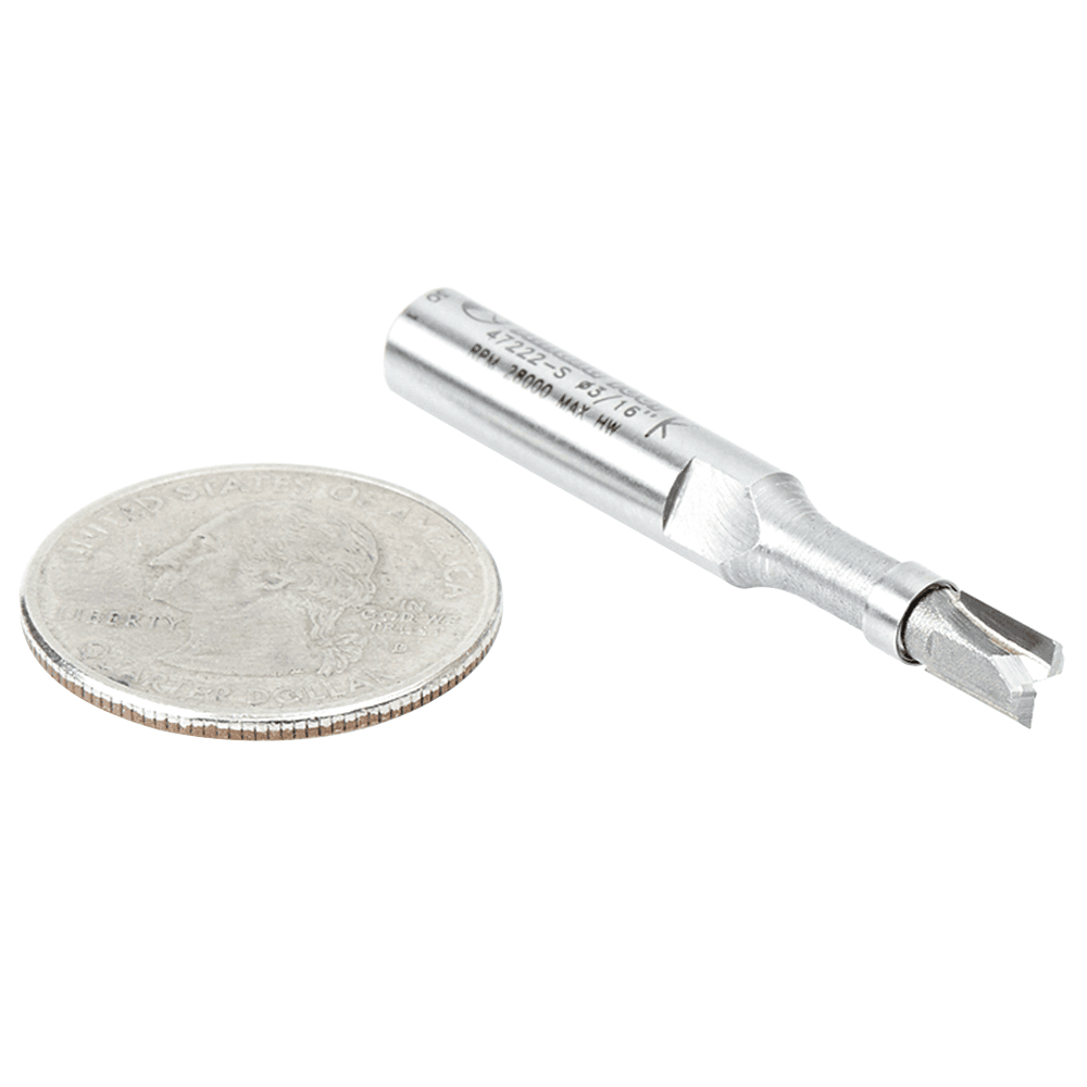 3/16" x 1-3/4" Miniature Flush Trim Plunge Template with Upper Ball Bearing, 2-Flute, 1/4" Shank - Alt Image 2