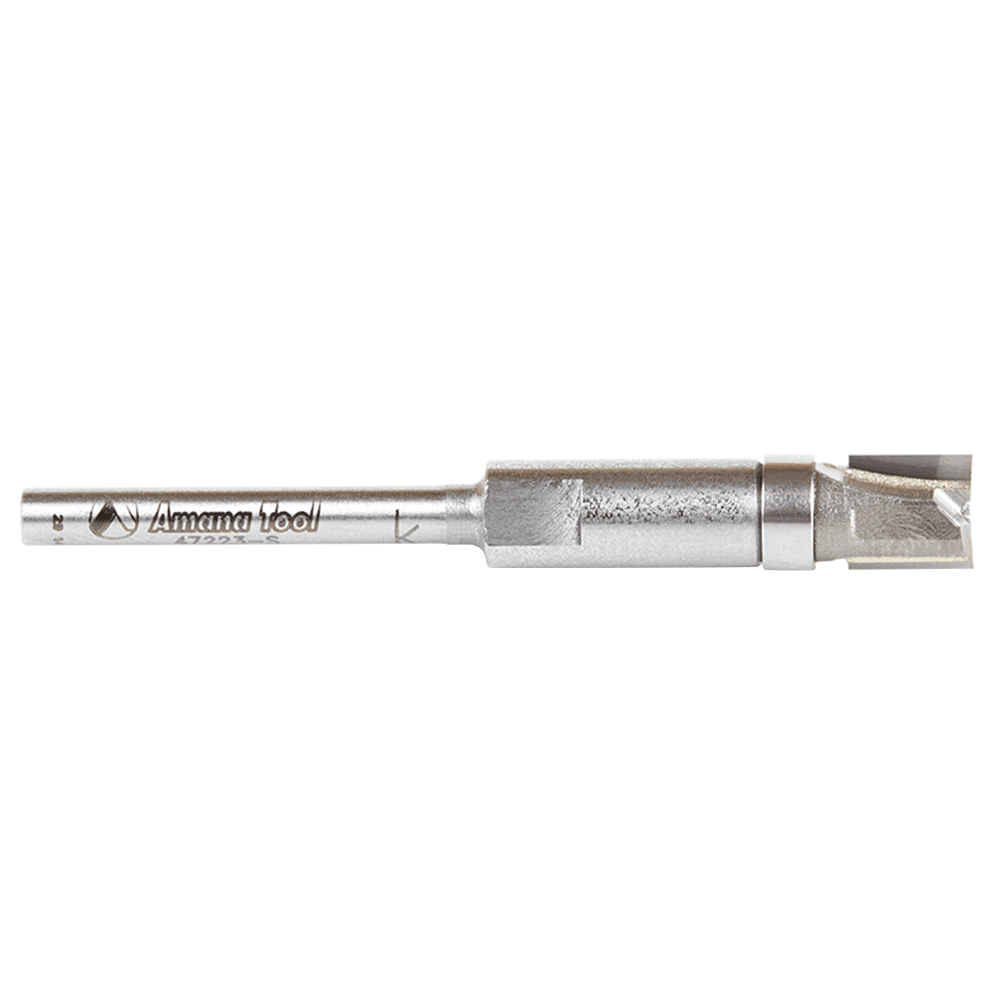 1/4" x 1-15/16" Miniature Flush Trim Plunge Template with Upper Ball Bearing, 2-Flute, 1/8" Shank - Main Image