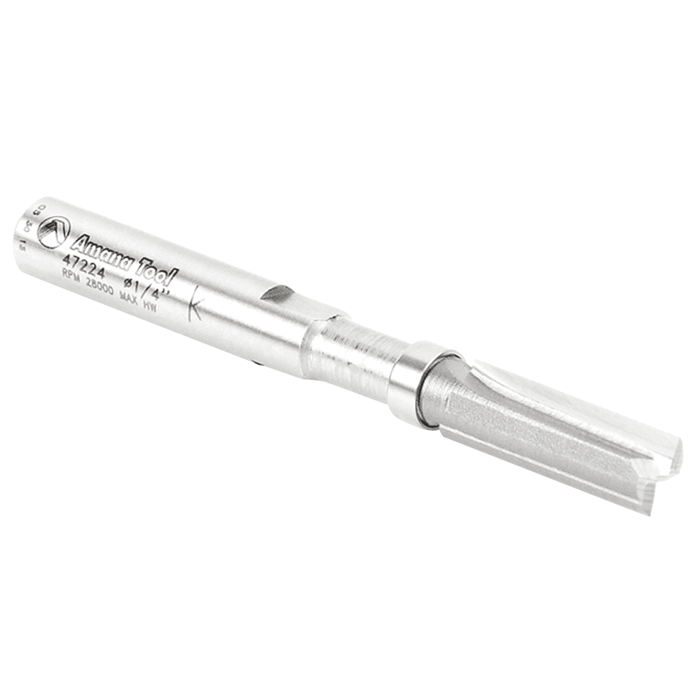 1/4" x 2-7/16" Miniature Flush Trim Plunge Template with Upper Ball Bearing, 2-Flute, 1/4" Shank - Alt Image 1